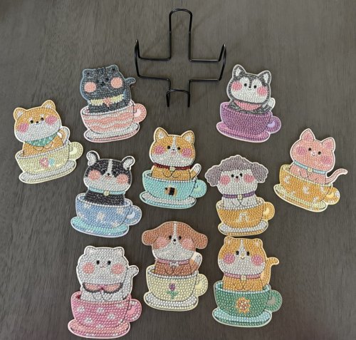 Diamond Art Coasters: Set of 10 - Dogs &amp; Cats