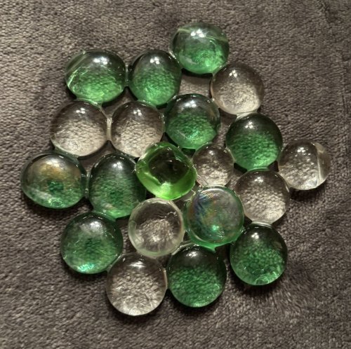 Sun Catcher: green and clear stones in abstract shape